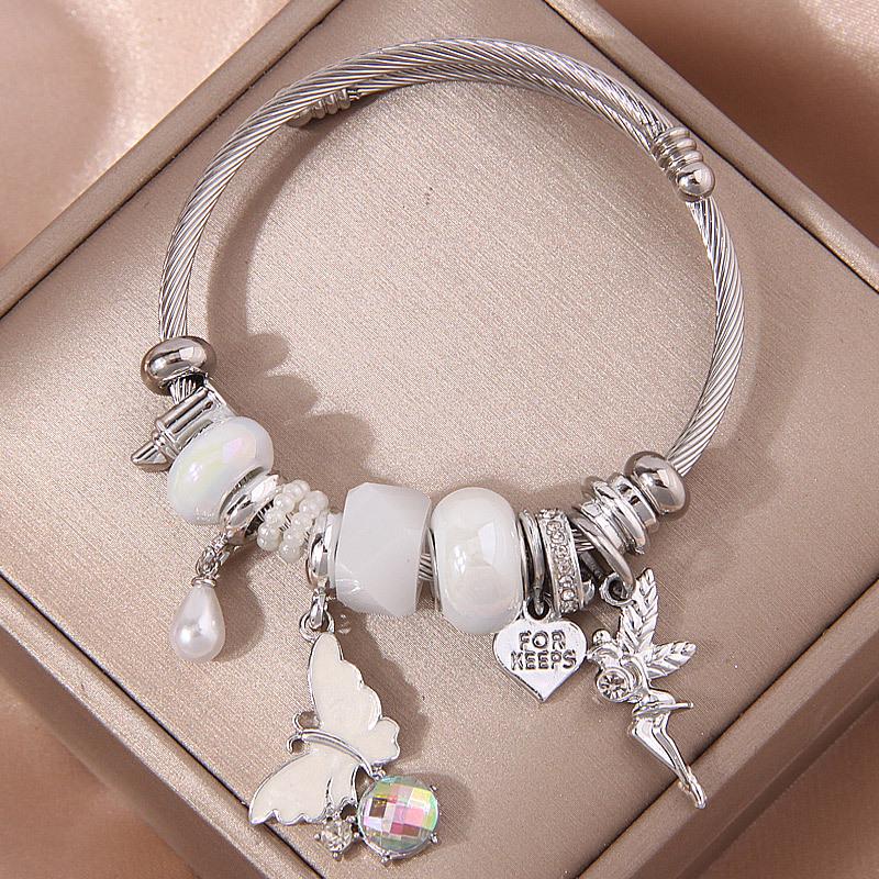 Chic Angel Heart & Butterfly Metal Charm Bracelet
