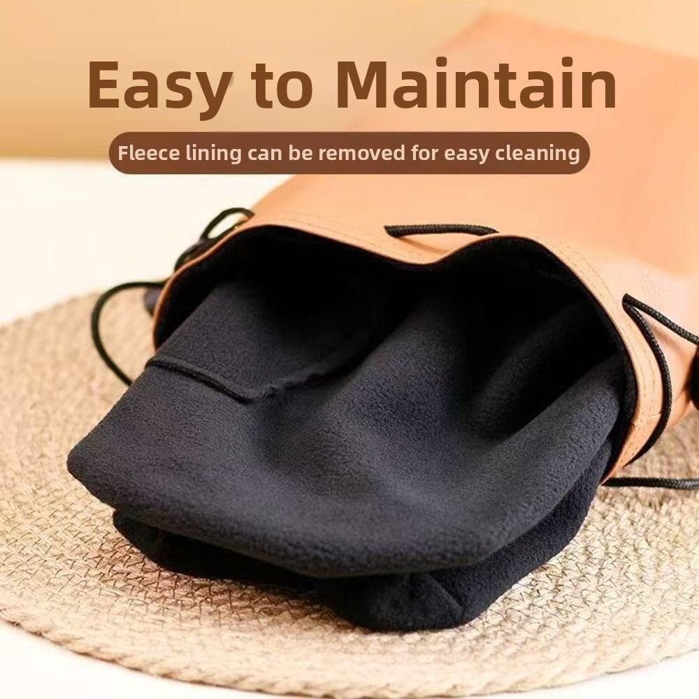 Sac de rangement pour appareil photo en cuir PU Anti-rayures Polyvalent Portefeuille à cordon de serrage Anti-poussière Antichoc Sac de rangement pour maquillage et rouge à lèvres