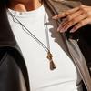 Niche Design Retro Feng Shui Drop Tiger Eye Stone Pendant Necklace Sense Jewelry Women