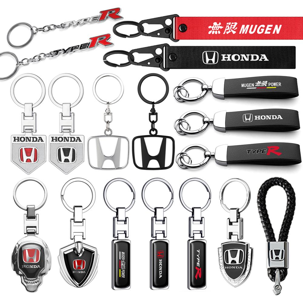 VFHJQ1 New Metal/Leather Keychain Hand-Woven Key Rope Key Ring Key Holder Gift For Honda Mugen Typer ACCORD Avancier Airwave Civic FK8