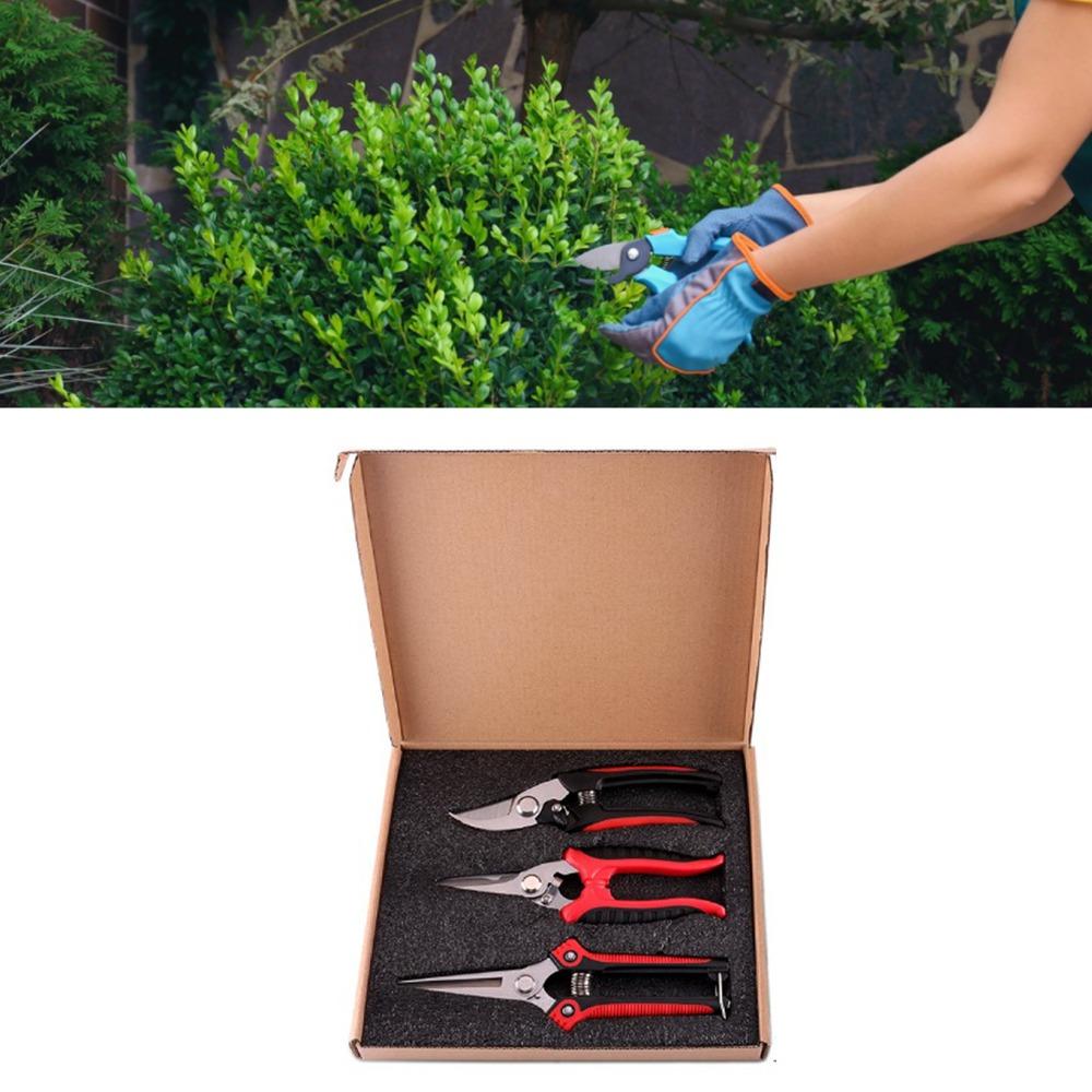Silver and Red Pruning Shears Set Heavy Duty Bypass Pruners Professional Flower Shears