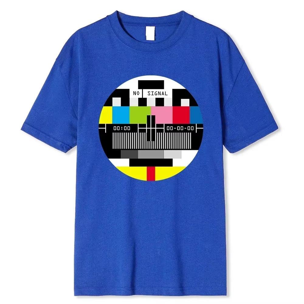 No Signal Men Camiseta Hip Hop Estilo Streetwear Tops & Tees Novidade Geométrica Manga Curta Verão Algodão Camiseta Camisetas Oversize