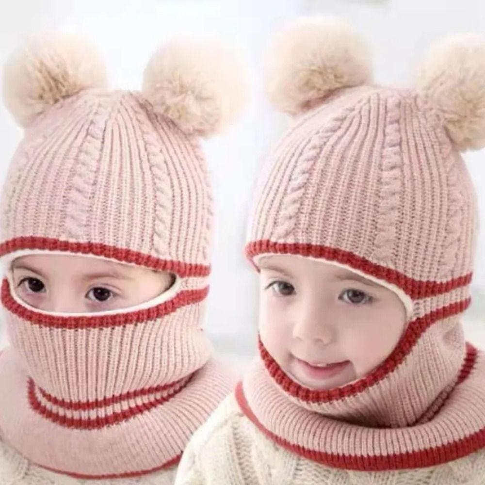 Acrylic Protection Ears Cap Warm Beanie Cap Winter One-Piece Baby Hat Infant