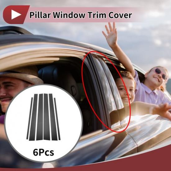 6 Pcs Car Door Pillar Window Trim for Toyota 4Runner 1996-2002 Carbon Fiber