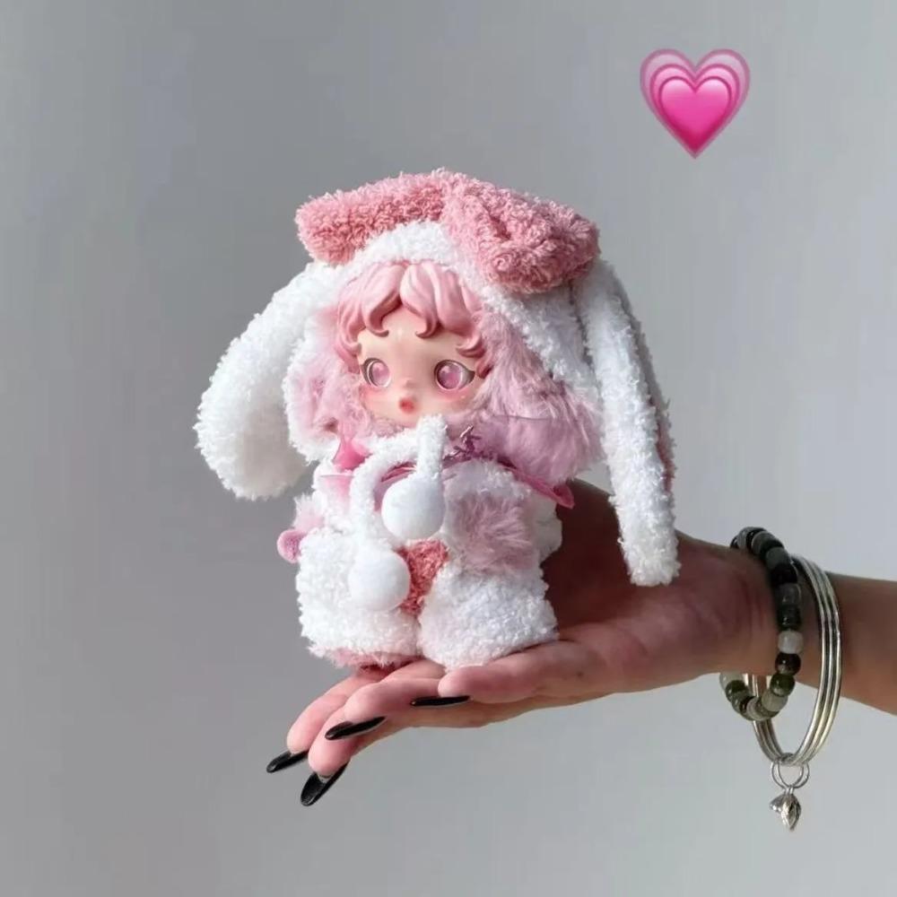 Pentru Păpușa Skull Panda Haine Roz Alb cu Urechi Mari de Iepure pentru Păpușa Skull Panda Labubu 3.0 Accesorii Vestimentare