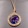 Twelve Constellations Time Glass Wooden Retro Brown Wax Rope Male and Female Couple Birthday Gift Pendant Necklace
