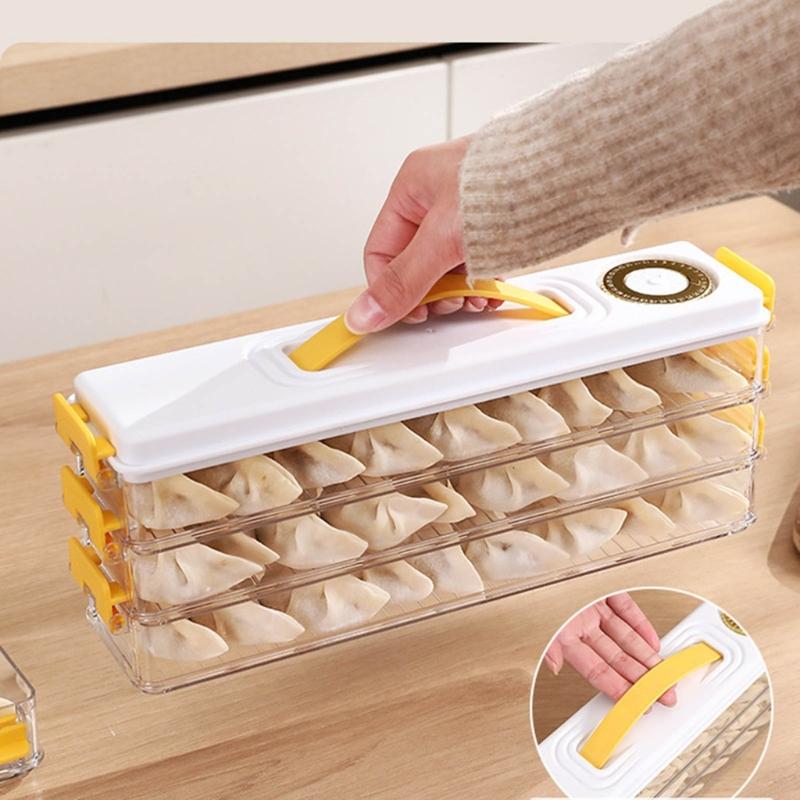 Dumplings Box Saver Containers for Refrigerator Stackable Freezer Fridge Organizer with Timing Kitchen Preservation Box