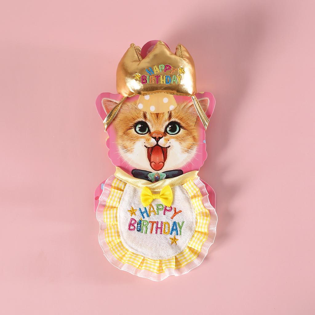 Birthday Cap for Dog Set Cat Dog Pet Polka Dot Scarf Hat Collar Pet Headwear Photography Props Birthday Decoration Pet Supplies