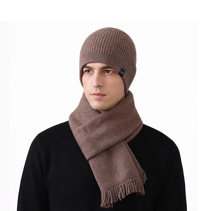 

Осінньо-зимовий набір з двох предметів: шапка та шарф для чоловіків і жінок, для вулиці, захист від холоду, в язана шапка, кепка для великої голови