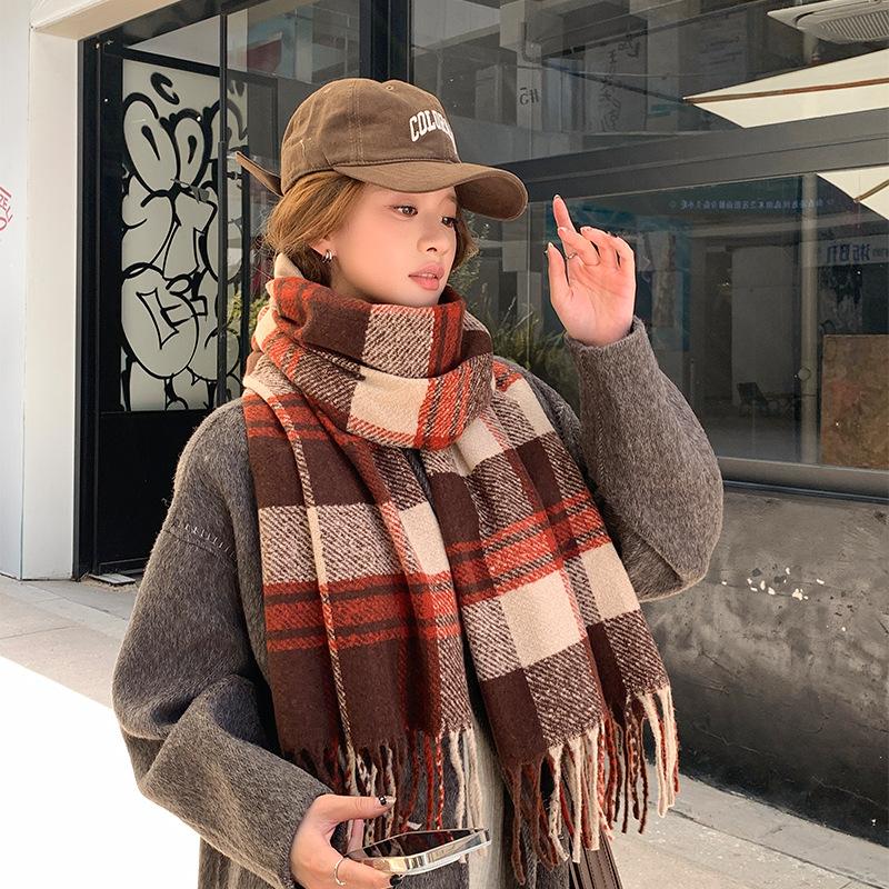 Fleece-Like Cashmere Scarf High-End Women's Autumn Winter Thickened Versatile Shawl Neck Warmer