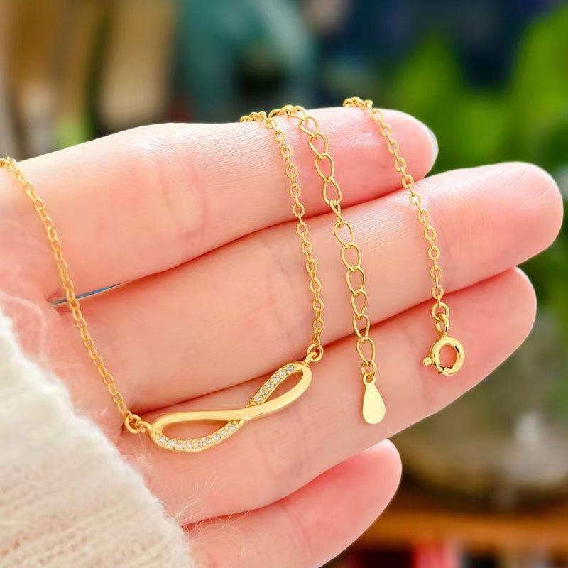925 Sterling Silver Crystal Infinitely Circulating Bowknot Necklace Pendant For Women Wedding Party Jewelry Gift Collar
