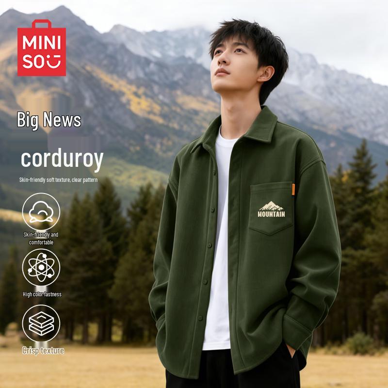 

MINISO Men s Casual Corduroy Long Sleeve Shirt XL