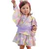 Yukata Set Size Perfect for Summer Baby Set with Obi Japanese Yukata Fireworks HF16 [SLINX] Girls' (Purple, 100) - Festivals, Children's Outfits,
