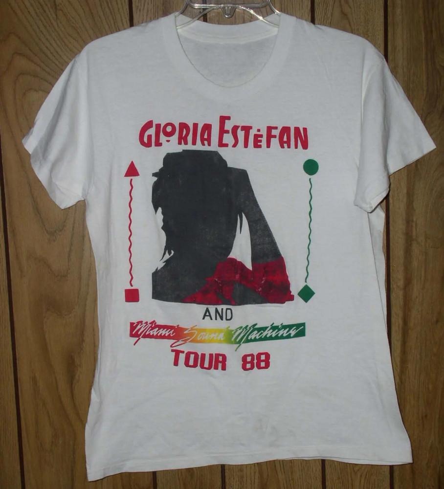 

Retro Gloria Estefan Tour 88 Heavy Cotton White All Size T Shirt For Men BT319 Unisex T-Shirt XL