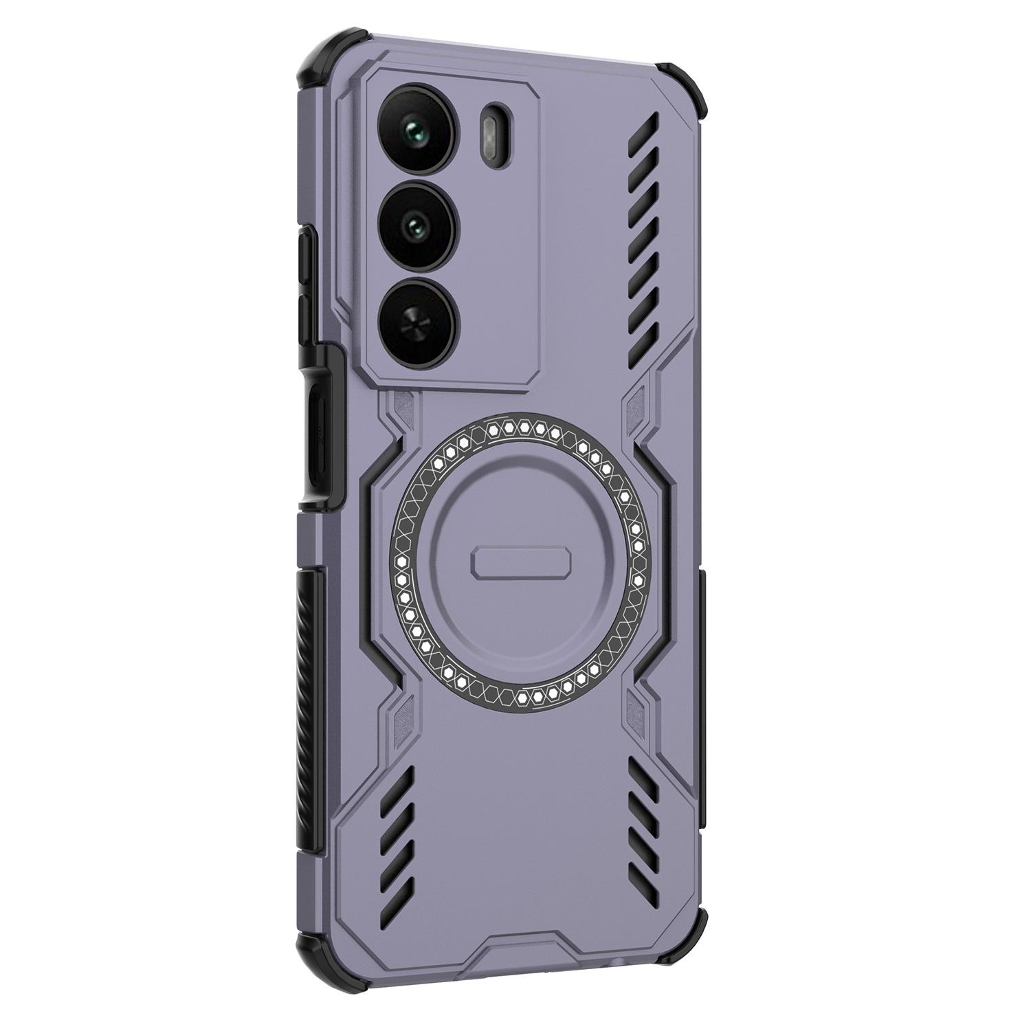 

For Realme C73 5G Magnetic Case Butterfly Armor Hollow Heat Dissipation PC+TPU Phone Cover Purple