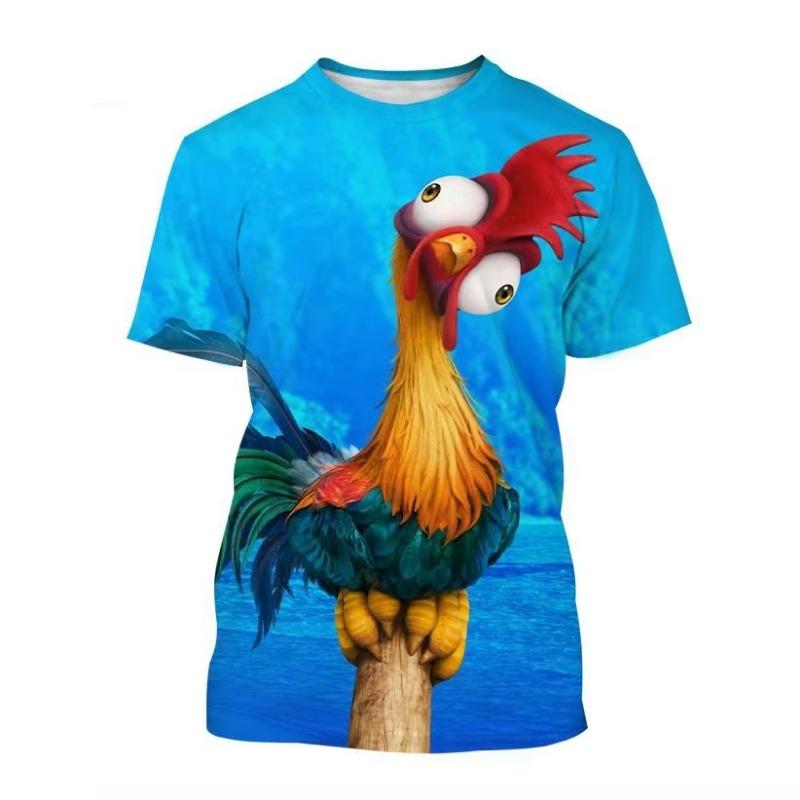New Hot Sale Chicken 3D Printing Men's Short Sleeved T-shirt Casual Fashion Animal Harajuku Style Printed Street Top