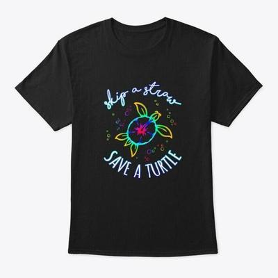 Skips A Straw Save Turtle T-Shirt Hergestellt in den USA Größe S bis 5XL