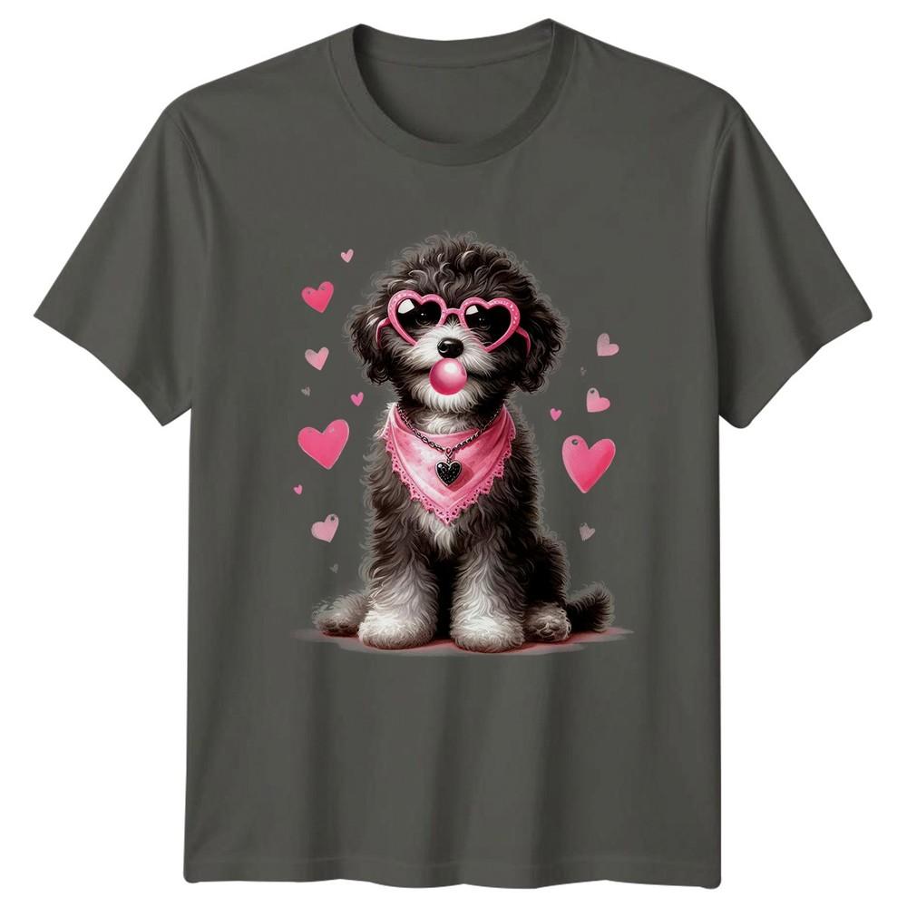 Fluffy Dog Hearts Valentines Day Animals Dogs Unisex Unisex Graphic Tee S