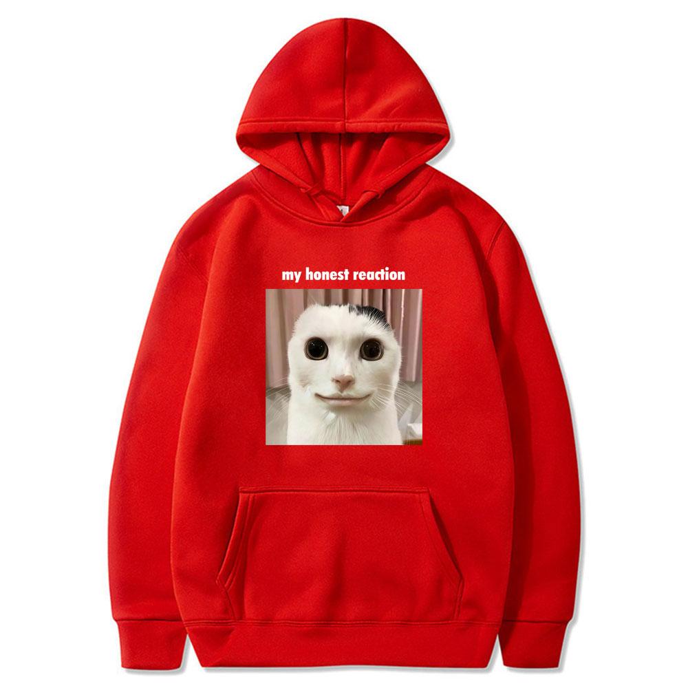 Meine ehrliche Reaktion Lustige Katze Meme Grafik Tops Herren Damen Kleidung Mode Humor Stil Hoodies Lässig Paar Winter Streetwear