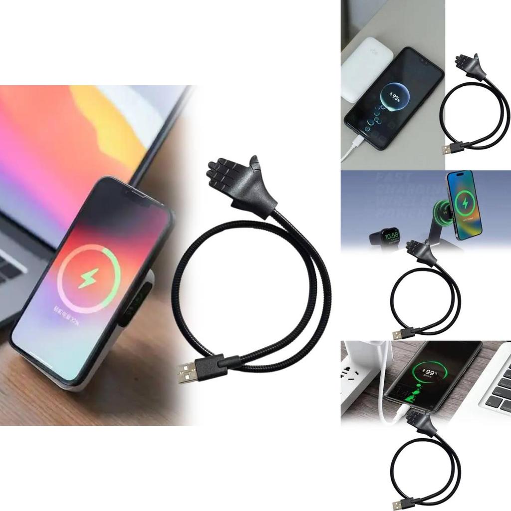 Universal Handheld Phone Stand Data Cable With Flexible Metal Hose For Fast Charging And Android Devices