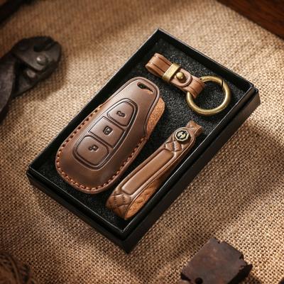 Retro Key Cover Is Suitable for Ford Focus Car Key Case, Purely Hand-stitched Leather Key Protective Case.