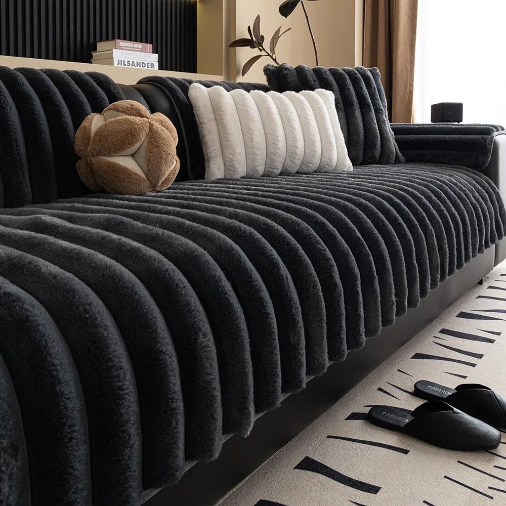 Warme Plüsch-Sofahülle Dickes und bequemes Sitzkissen Rutschfeste und kratzfeste Sofadecke