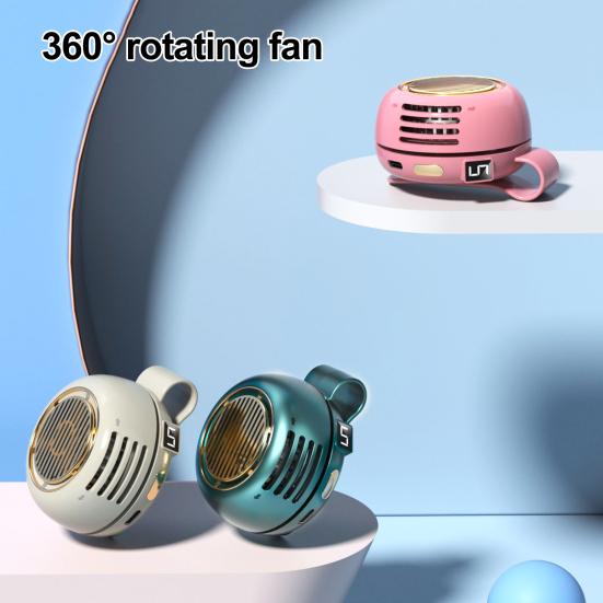 Přenosný klipový ventilátor, Nositelný osobní ventilátor, Mini tichý bezlopatkový ventilátor, Malý pásový ventilátor s 5 nastavitelnými rychlostmi, Dobíjecí chladicí ventilátor s otočným pohybem o 360° pro