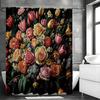 Spring Colorful Flower Shower Curtain, Bathroom Decorative Shower Curtain, Waterproof Shower Curtain with Hooks