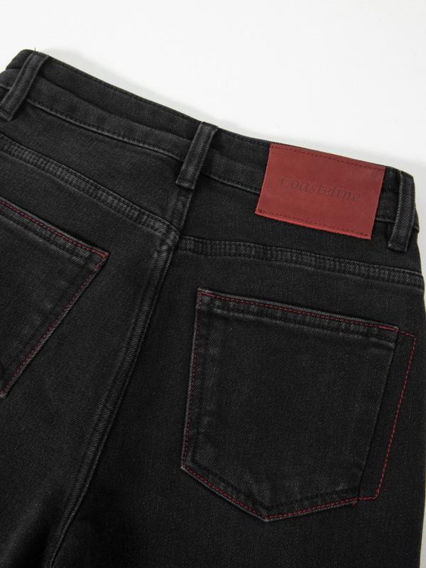 Women's High-Waisted Slim Wide-Leg Denim Jeans - Black Bull Style, Spring 2026, Flattering Elastic Straight-Leg.