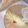 Elegant Burgundy Cherry Necklace For Women Minimalist Luxury Collarbone Chain Delicate Pendant