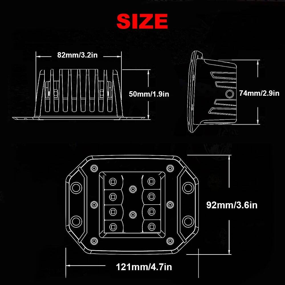5 Inch 40W Flush Mount Work For Jeep Wrangler Car Truck Offroad Spot Beam Lenses LED Pods Driving Fog Light 12V 24V
