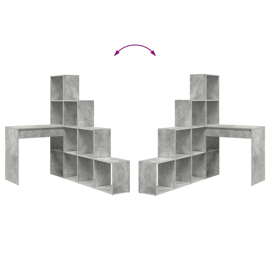 L shaped Desk with Shelf Concrete Grey 101.5 x 149.5 x 149.5 cm