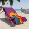 Cartoon Sun and Rainbow Pattern Polyester Microfiber Beach Towel Is Highly Absorbent, Suitable for Swimming and Beach Outings