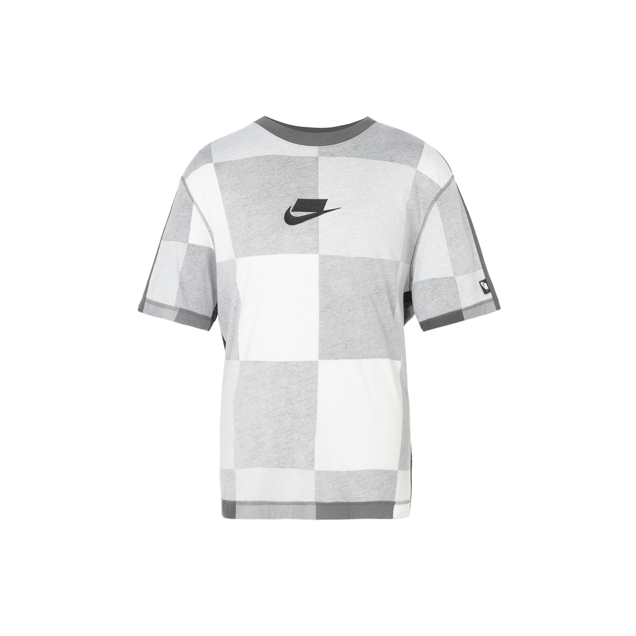 

Мужская футболка с коротким рукавом с клетчатым принтом Nike, белая, серая, CJ5074-068 XXL