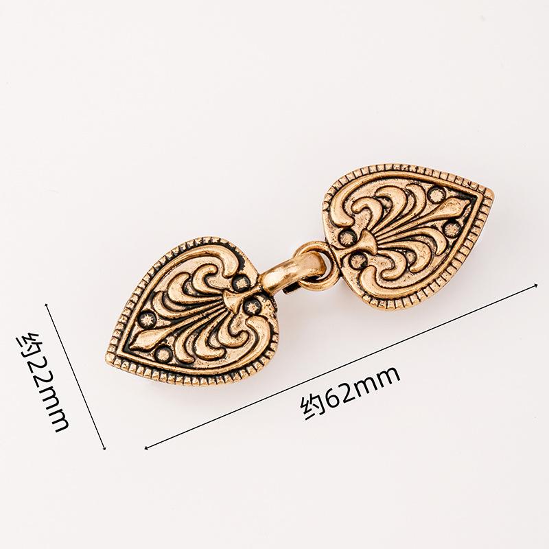Hollow Metal Clasp for Qipao/Hanfu Collar, Frog Button for Coats & Scarves
