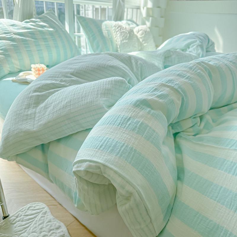 Soft Ins Stripe Bedding Set 3/4pcs Duvet Cover Pillowcase Sheet Set Girly Fresh Style Couple Bed Comforter Colchas Para La Cama
