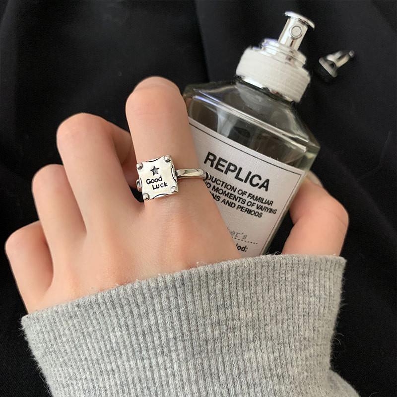 Unique Inspired Korean Vintage 925 Silver Geometric Pattern Ring For Women Stylish