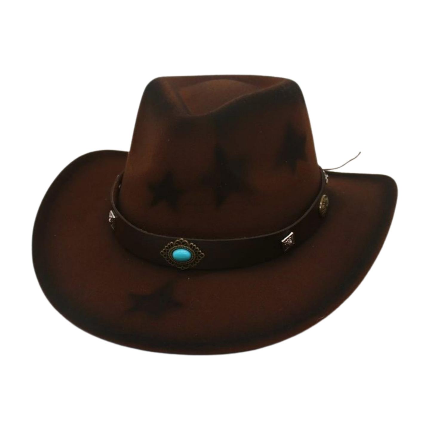 

Western Cowboy Hat Men S And Women S Party Ball Hat Tibetan Jazz Hat Dyed Solid Color Wool Top Hat one size [m peach five-star]