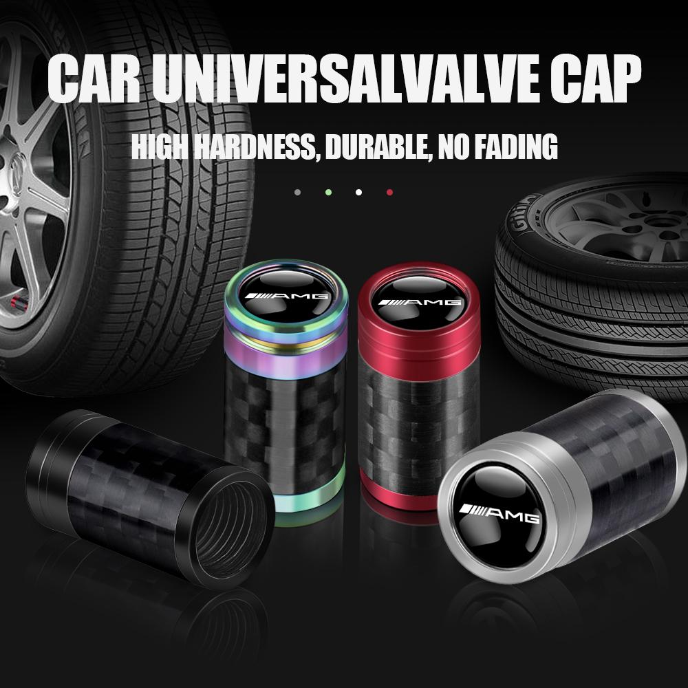 4Pcs Car Accessories Carbon Fiber Wheel Tire Valve Caps Stem Case For Mercedes-Benz Maybach E-Class C-Class S-Class S450 S560