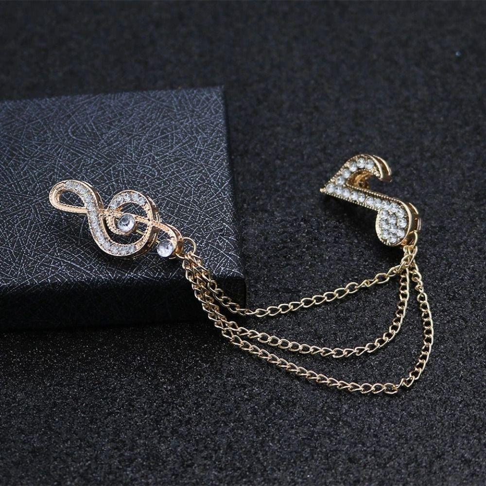 Luxury Sense Clothes Accessories Musical Note Brooch Korean Style Badge Sweater Coat Collar Pin