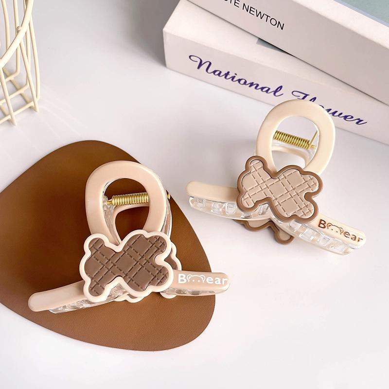 Korean High-End Cute Bear Pattern Claw Clip for Girls