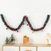 2M Christmas Ribbon Green Rattan Flower Wreath Christmas Tree Hanging Pendant Ribbon Bow Flower Wreath Decoration Festival Decor