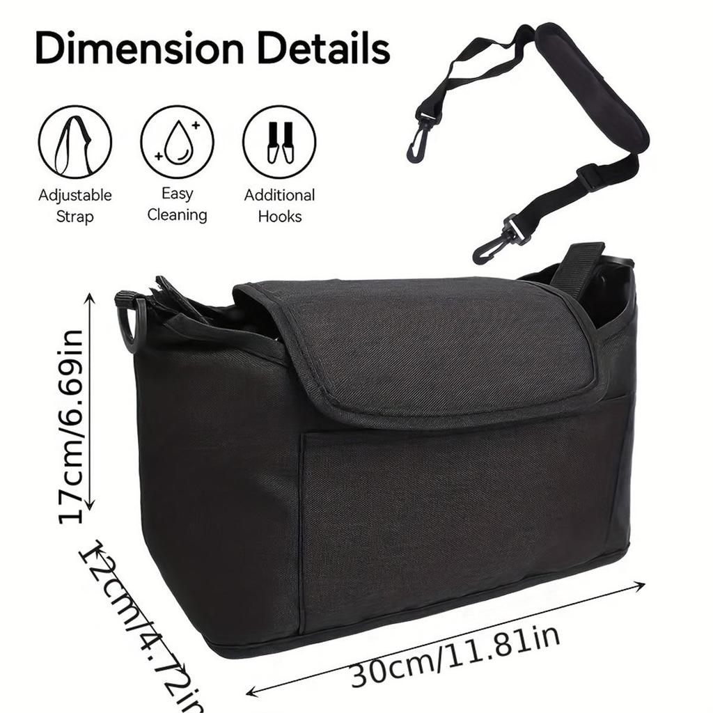Multifunctional Baby Stroller Organizer Bag with Large Capacity & Milk Bottle Holder