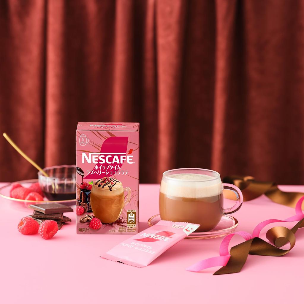 Nescafe Whipped Time Raspberry Chocolate Latte 5P X 6 Individually Wrapped (10.1g/P) Boxes, Stick,