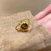 Retro Brown Stone Rings for Women Girls Sun Irregular Gold Color Aesthetic Rings Opening Adjustable Ring Fashion Jewelry Gifts