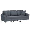 Vidaxl 3-Osobowa Sofa Z Poduszkami, Ciemnoszara, 180 Cm, Aksamit