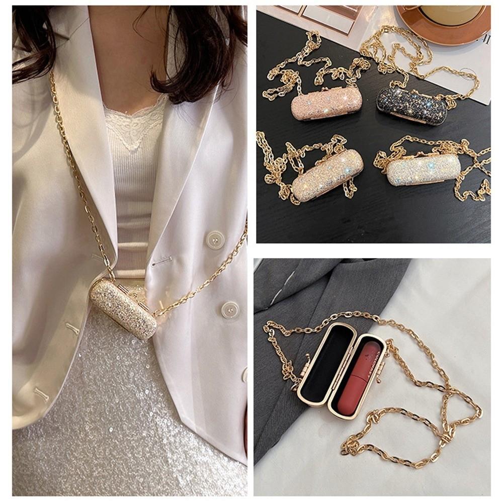 Glitter Crossbody Box Handbag Mini Lipstick Storage Bag Casual Evening Banquet Bag Women