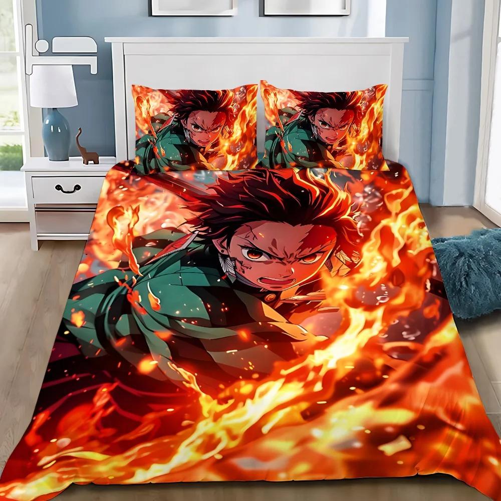 Nezuko Kamado Bedding Set Anime Muichiro tokito Duvet Cover Comforter Bed Linen Single Twin Full Queen Size Kids Girl Boys Gift