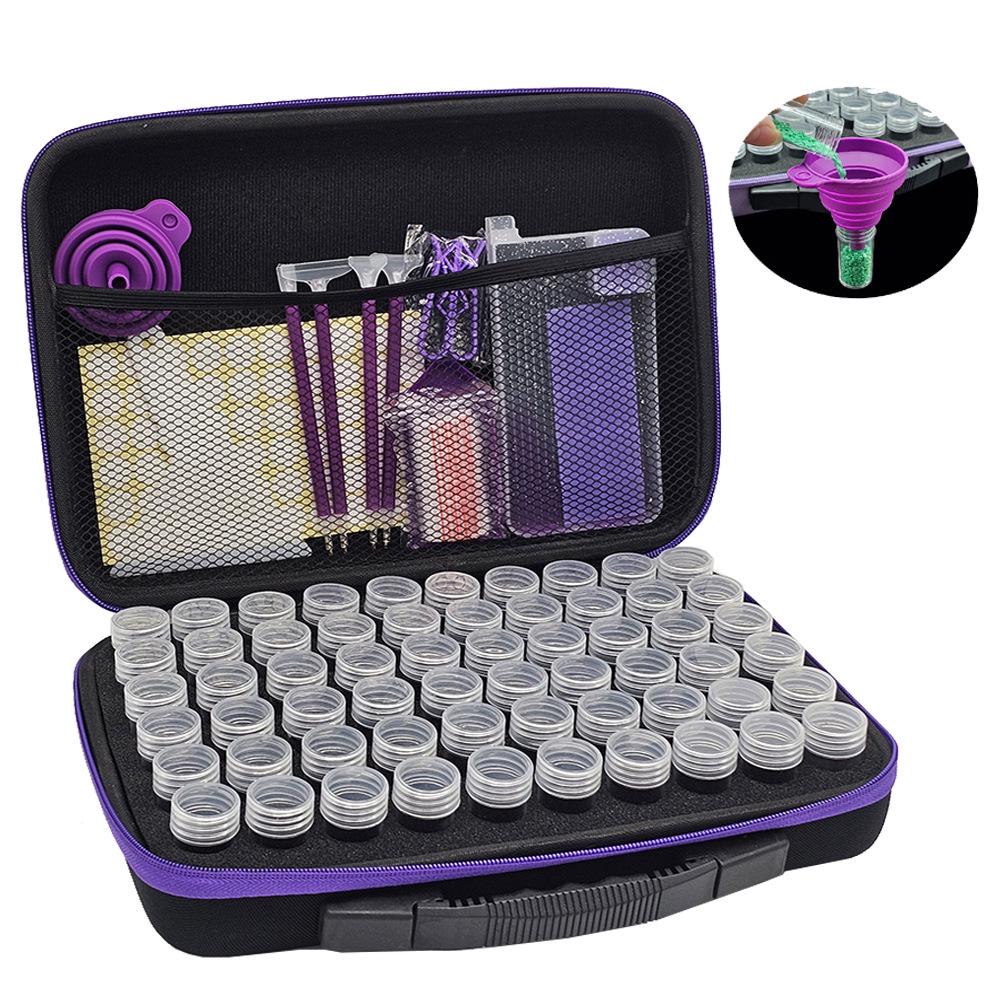 DIY Diamantmalerei Werkzeug Aufbewahrungstasche mit 30, 60 und 120 Fächern, unterverpackt in 10g Diamantflaschen, Handtasche