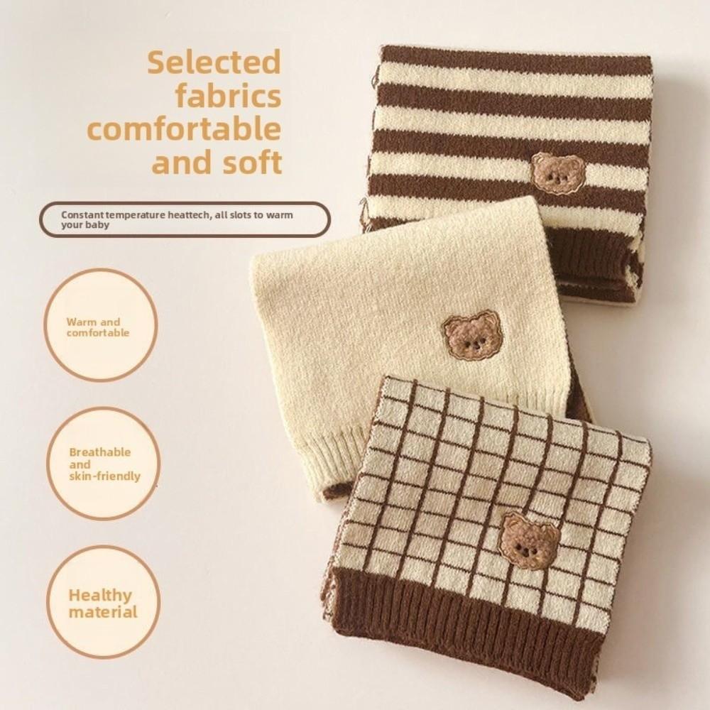 Winter Warm Children's Scarf Cute Bear Neck Cover Cute Striped Knitted Scarf